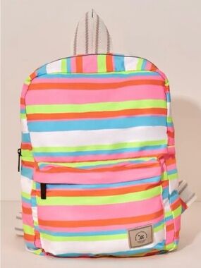 Maaji Neon Stripes Packable Backpack - Neon Multi NWOT